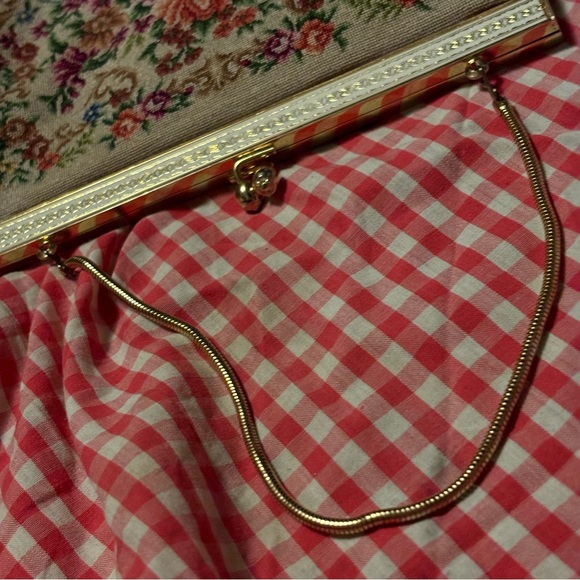 Original VTG 1950s Tapestry Handbag with ORIG Hand Mirror - Picture 13 of 13